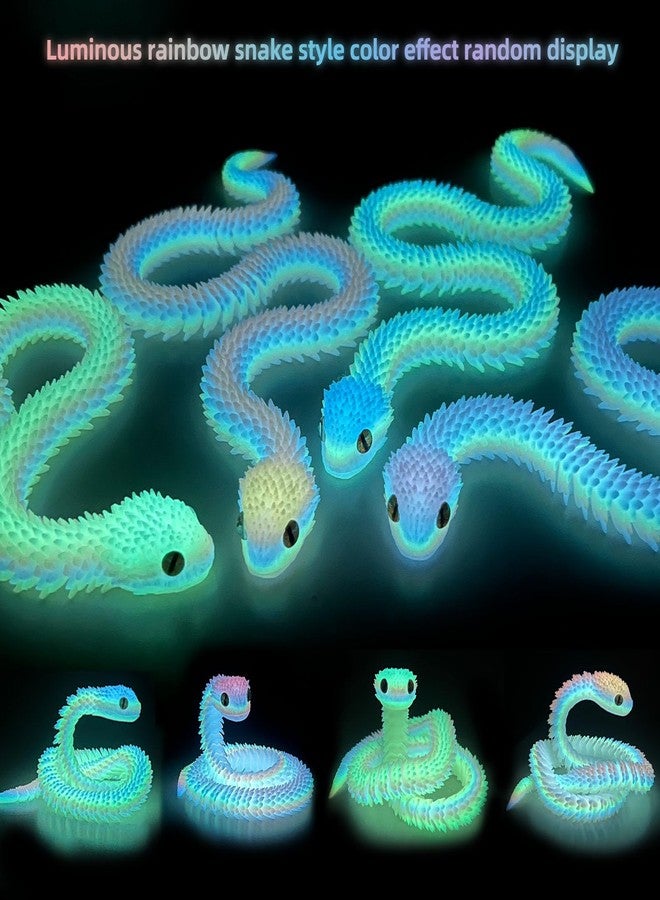 Binvin 3D Printed Animals-Snake Viper,3D Printed Snake Toys Articulated Snake 3D Printed Animals Animal Model Ornaments Creative Funny Toy Festival Gift for Frends (Luminous Rainbow, 24Inch) - Image 5